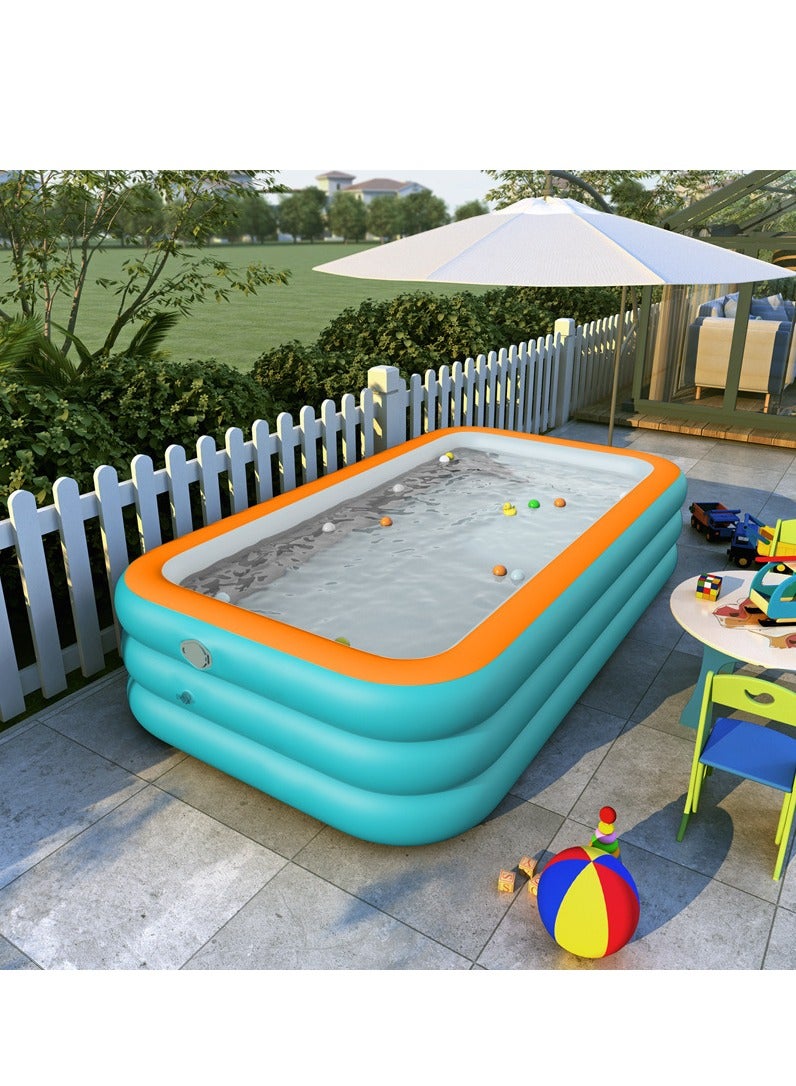 Inflatable Swimming Pool Family Rectangular Paddling Pool Summer Water Party Outdoor Garden Backyard - Image 5