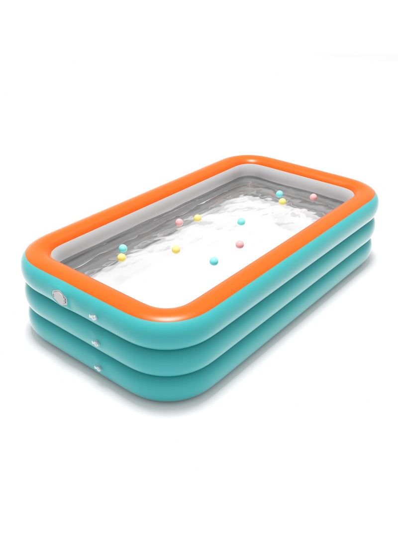 Inflatable Swimming Pool Family Rectangular Paddling Pool Summer Water Party Outdoor Garden Backyard - Image 1