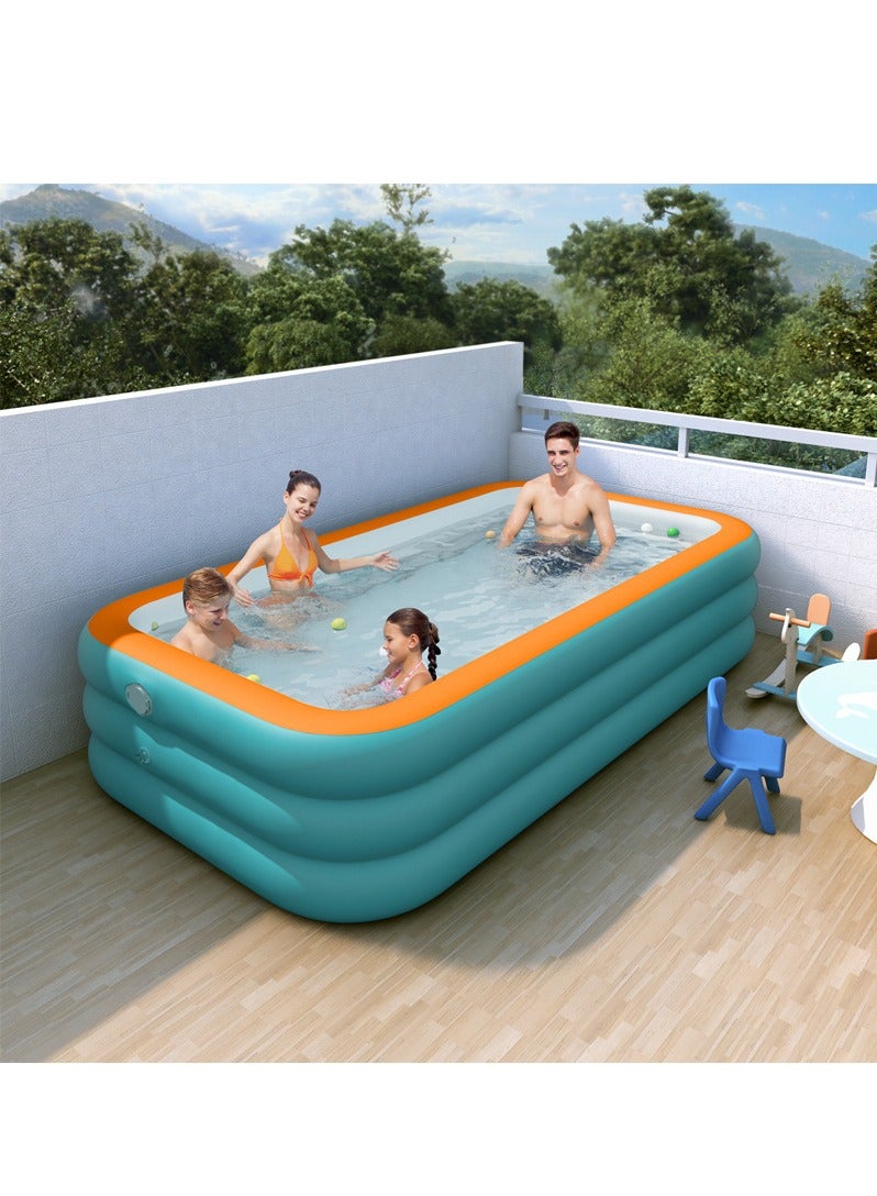 Inflatable Swimming Pool Family Rectangular Paddling Pool Summer Water Party Outdoor Garden Backyard - Image 3