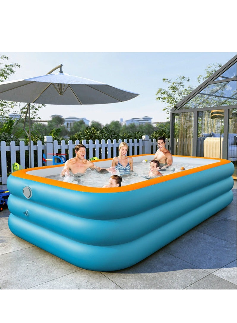 Inflatable Swimming Pool Family Rectangular Paddling Pool Summer Water Party Outdoor Garden Backyard - Image 4