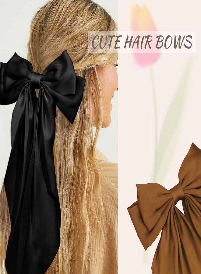 ACO-UINT 2 Pack Hair Bows for Women, Silky Satin Large Ribbons Bow Clips, Cute Bow Hair Barrettes Hair Accessories for Women Girls - Image 3