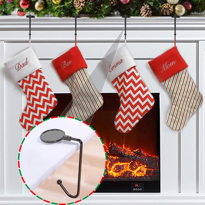 Komotu Christmas Stocking Holders for Mantle, Upgrade Non-Slip Safety Mantel Hooks Hanger Grip Fireplace Hang Hook for Christmas Halloween Party Decoration(Gun Black,4) - Image 2