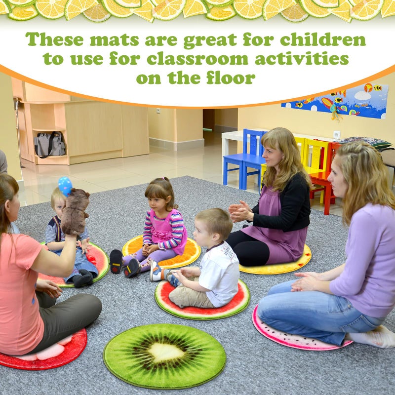 Tinideya 8 Pcs Fruit Carpet Circle Seats for Classroom Sitting 15 Inch Small Floor Cushions Round Classroom Rugs Bulk for Home Decorations School Group Activity - Image 5