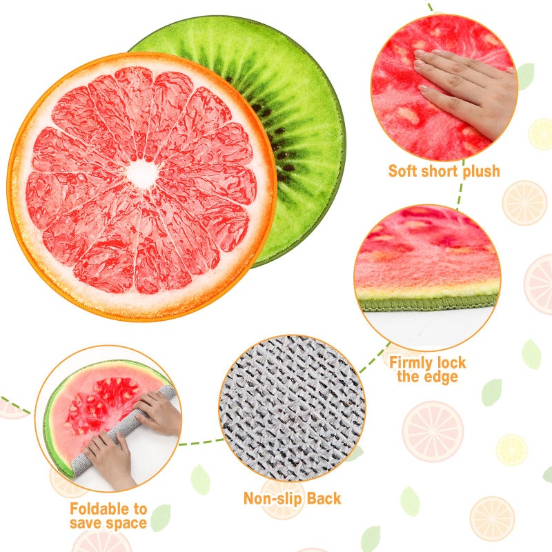 Tinideya 8 Pcs Fruit Carpet Circle Seats for Classroom Sitting 15 Inch Small Floor Cushions Round Classroom Rugs Bulk for Home Decorations School Group Activity - Image 3