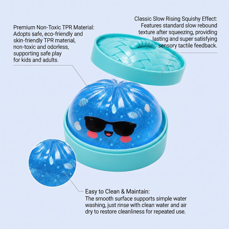 DOWMOO Ocean Shell Sunglasses Bun Squishy Toy Funny Slow Rebound Stress Relief Soft Touch Toy - Image 3