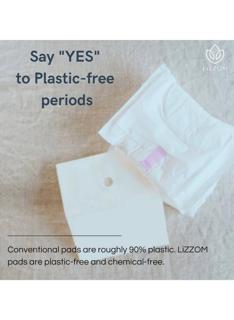 LiZZOM فوط LiZZOM الليلية السميكة العضوية - حجم كبير بأجنحة - 10 قطع. ملمس جاف | خالي من البلاستيك | مضاد للجراثيم | خالٍ من الروائح والطفح الجلدي. - Image 5