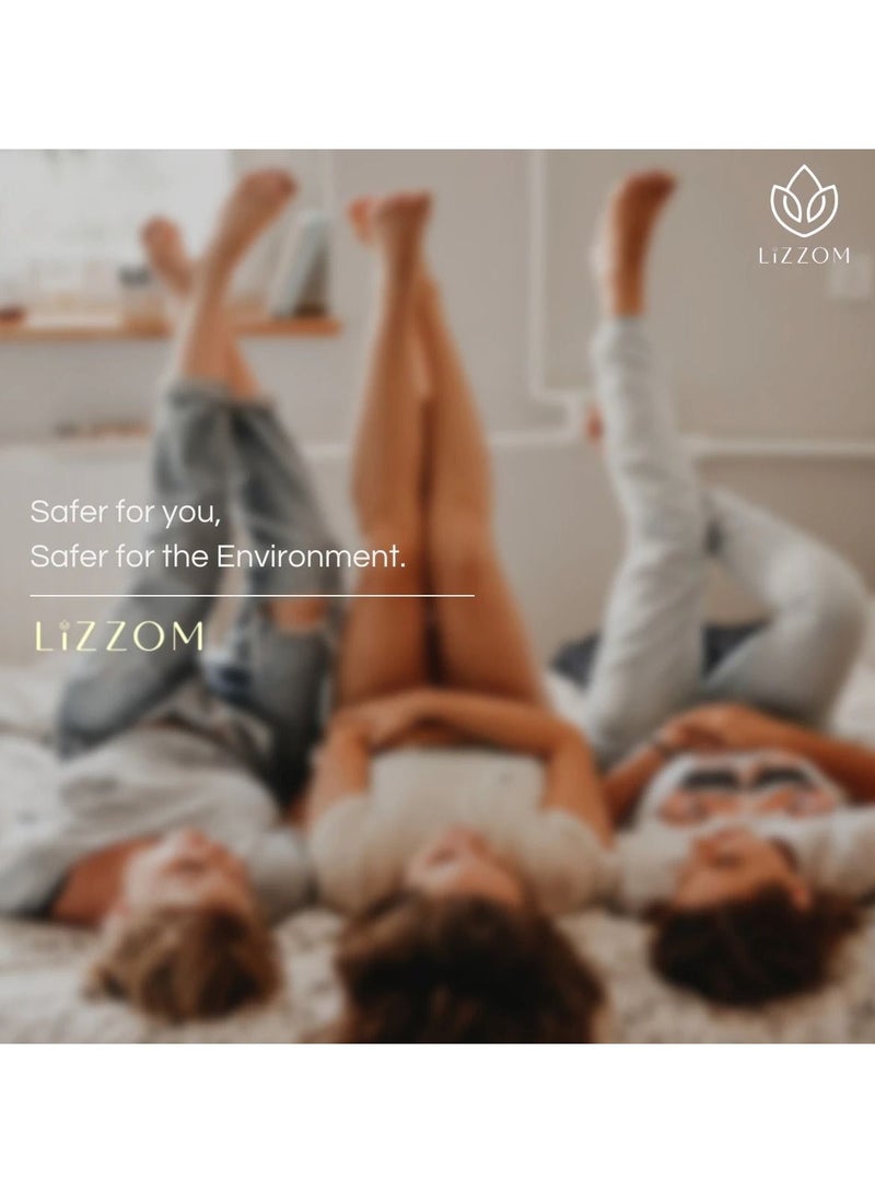 LiZZOM فوط LiZZOM الليلية السميكة العضوية - حجم كبير بأجنحة - 10 قطع. ملمس جاف | خالي من البلاستيك | مضاد للجراثيم | خالٍ من الروائح والطفح الجلدي. - Image 4