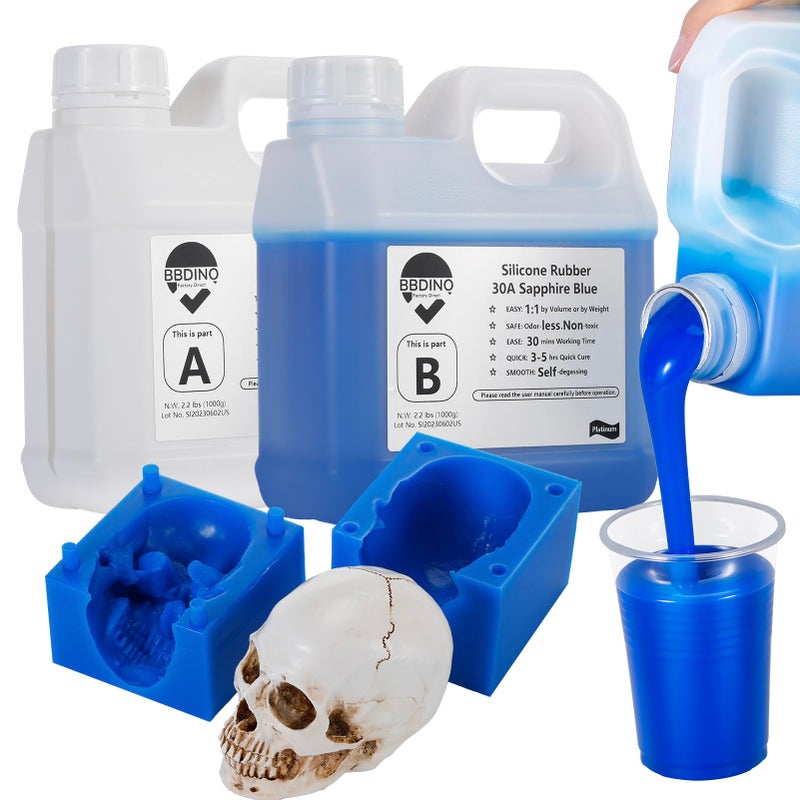 BBDINO Silicone Mold Making Kit Liquid Silicone for Molds Making 30A Sapphire Blue High Strength Silicon Rubber 44 lbs 11 by Volume Ideal for Mold Casting of ResinJewelryCandleConcretePlaster