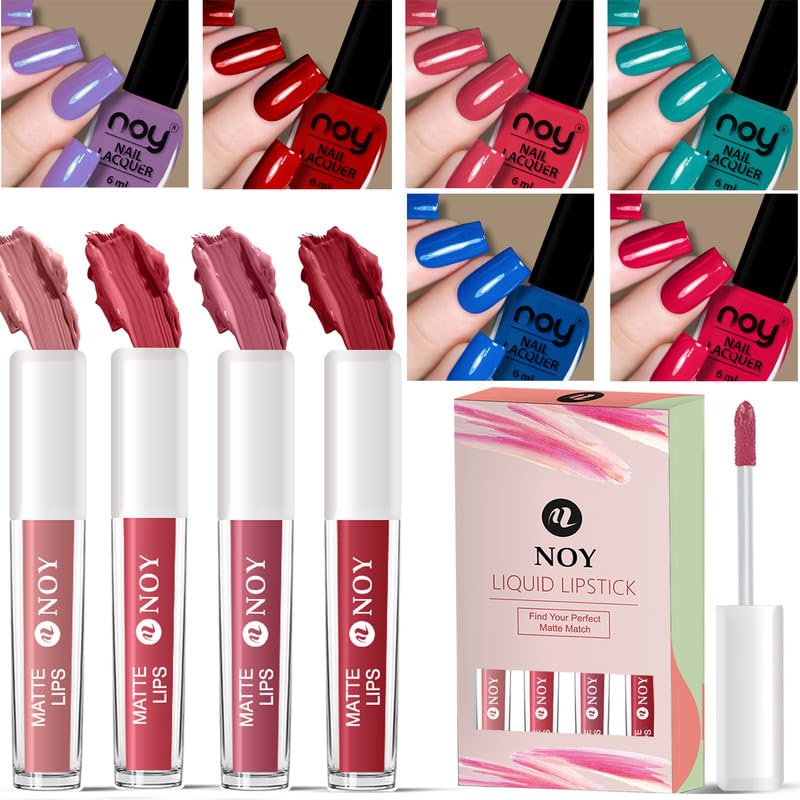 Noy Nail Paint And Liquid Lipstick Combo For Smooth Application Instant Beauty Nail Paint Liquid Lipstick For Effortless Glam - Image 1
