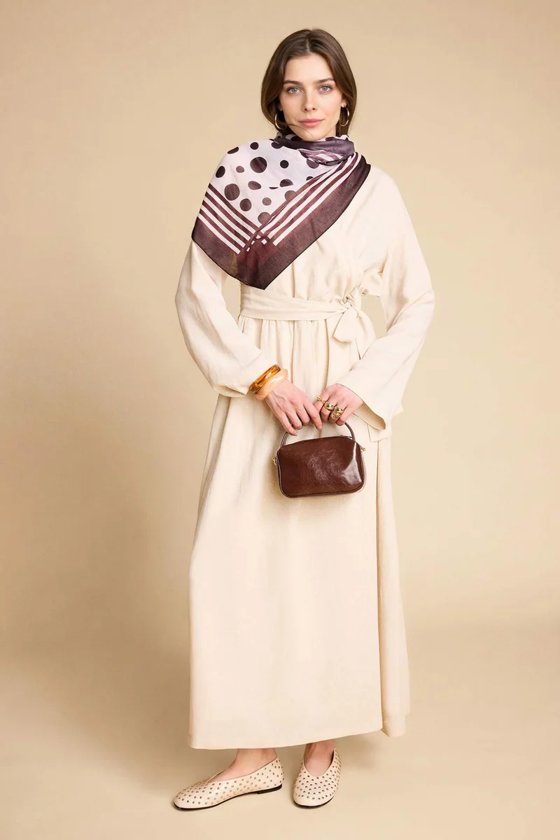 DeFacto V-Neck Linen Blended Dress