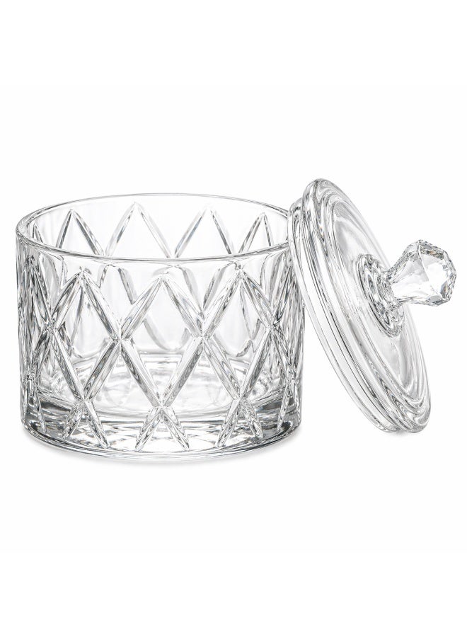 Glass Candy Jar with Lid 310ml  Clear Crystal Candy Dish Diamond Cut Decorative Candy Bowl for Dates Sweets Nuts Cookie Storage Container for Kitchen Buffet Table - Image 2
