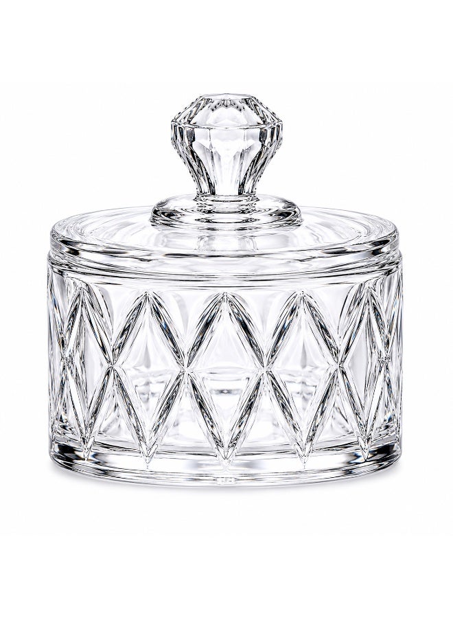 Glass Candy Jar with Lid 310ml, Clear Crystal Candy Dish, Diamond Cut Decorative Candy Bowl for Dates, Sweets, Nuts & Cookie Storage - Image 2