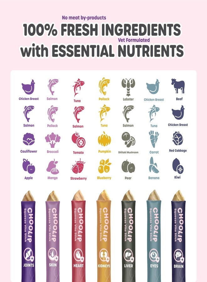 Choolip Squeeze Vita Stick Lickable Cat and Dog Treats - 49-Count Variety Pack - Real Meat Puree with Multivitamins for Total Pet Wellness - Grain-Free, High-Moisture, Vet-Formulated - Image 2