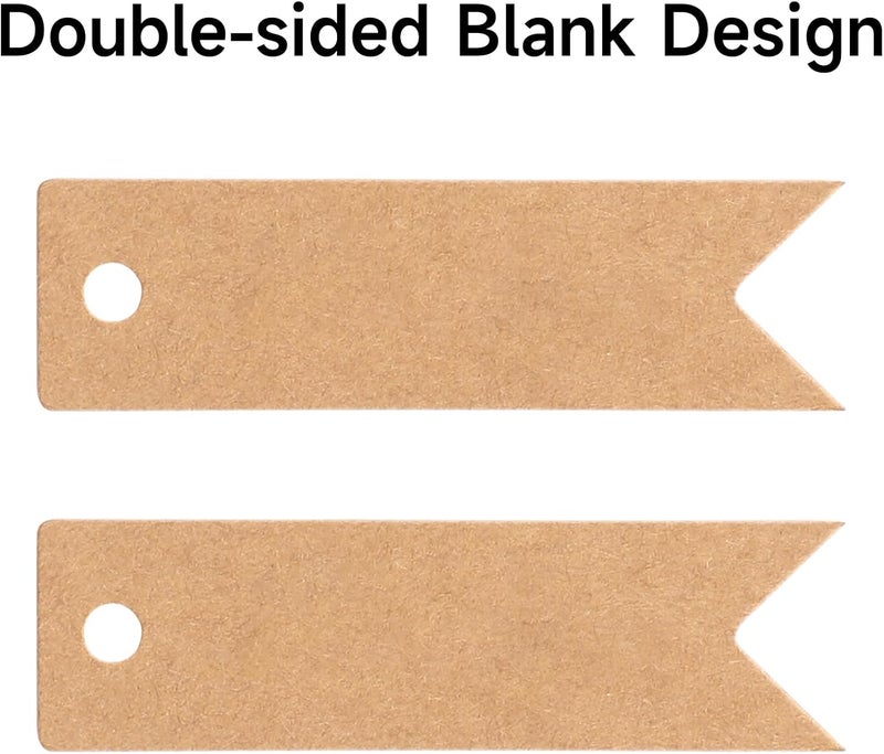 g2plus 100PCS Mini Kraft Paper Gift Tags with String, 2.8 x 0.8 in Blank Paper Present Tags, Brown Hang Tags with Jute Twine for DIY Arts & Crafts, Businesses, Wedding, Christmas Party Favors - Image 3