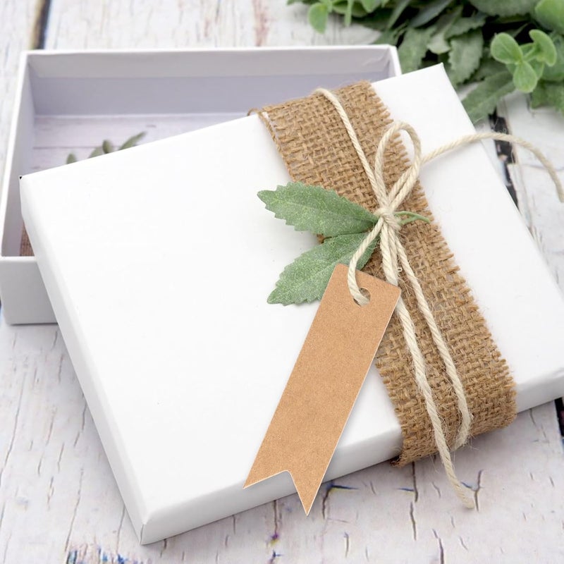 g2plus 100PCS Mini Kraft Paper Gift Tags with String, 2.8 x 0.8 in Blank Paper Present Tags, Brown Hang Tags with Jute Twine for DIY Arts & Crafts, Businesses, Wedding, Christmas Party Favors - Image 4