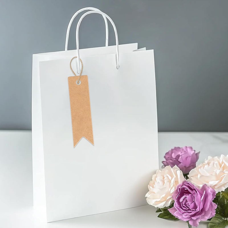 g2plus 100PCS Mini Kraft Paper Gift Tags with String, 2.8 x 0.8 in Blank Paper Present Tags, Brown Hang Tags with Jute Twine for DIY Arts & Crafts, Businesses, Wedding, Christmas Party Favors - Image 5