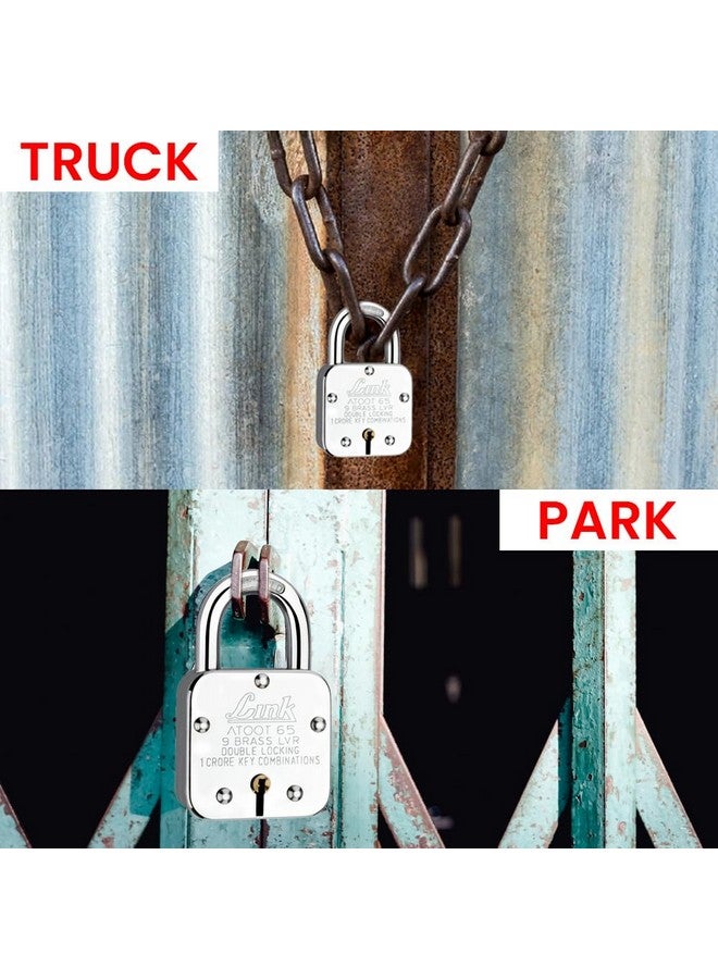 Link® Atoot 65mm | 1 Crore Key Combinations | Steel Body | Hardened Shackle | 9 Brass Lever | Made in India | 1 Padlock 3 Silver - Image 5