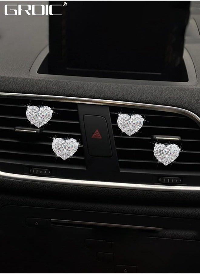 GROIC - 4Pcs Bling Heart Air Vent Clips,Crystal Heart Car Air Fresheners Vent Clips,Car Diffuser Vent Clip Bling Car Decoration Car Interior Decor Cute Car Accessories - Image 1