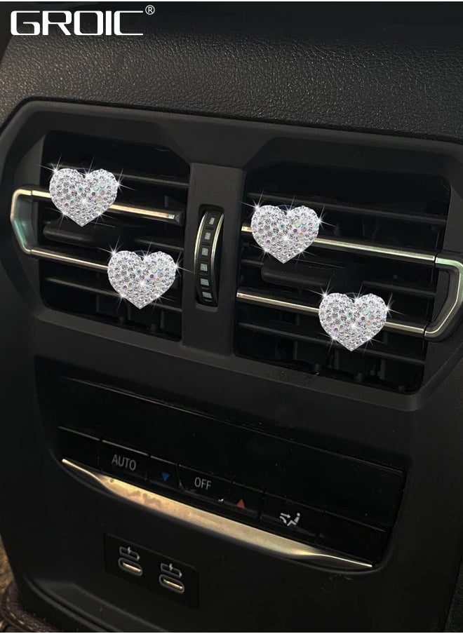 GROIC - 4Pcs Bling Heart Air Vent Clips,Crystal Heart Car Air Fresheners Vent Clips,Car Diffuser Vent Clip Bling Car Decoration Car Interior Decor Cute Car Accessories - Image 1
