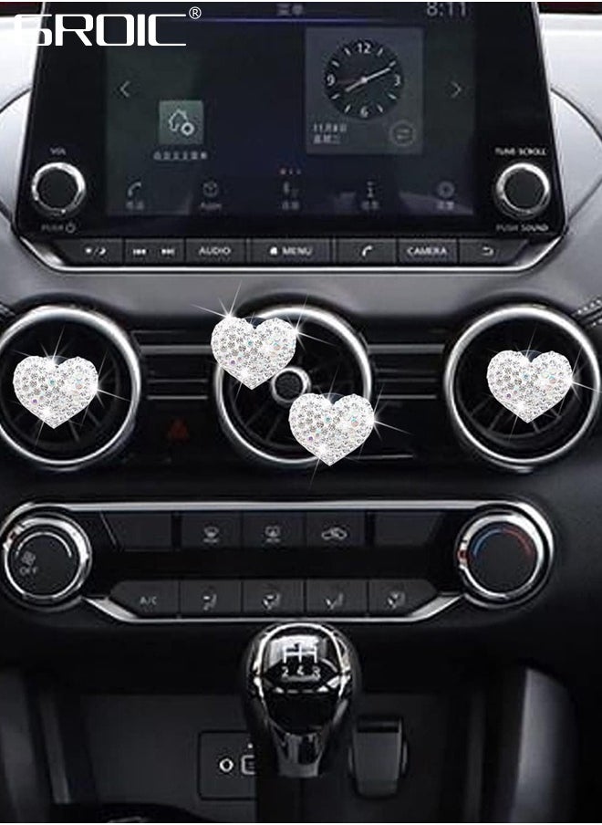 GROIC - 4Pcs Bling Heart Air Vent Clips,Crystal Heart Car Air Fresheners Vent Clips,Car Diffuser Vent Clip Bling Car Decoration Car Interior Decor Cute Car Accessories - Image 1