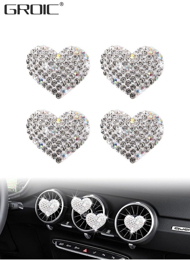 GROIC - 4Pcs Bling Heart Air Vent Clips,Crystal Heart Car Air Fresheners Vent Clips,Car Diffuser Vent Clip Bling Car Decoration Car Interior Decor Cute Car Accessories - Image 1