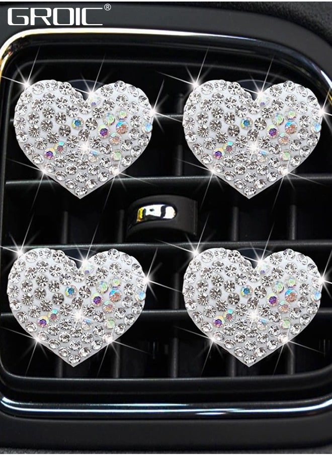 GROIC - 4Pcs Bling Heart Air Vent Clips,Crystal Heart Car Air Fresheners Vent Clips,Car Diffuser Vent Clip Bling Car Decoration Car Interior Decor Cute Car Accessories - Image 1