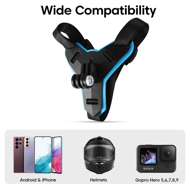 Sounce Helmet Chin Strap Mount with Mobile Clip & Screw Compatible with All Smart Phones Go pro Hero 9/8/7/6,SJCAM, Yi, DJI Osmo Action & Other Action Cameras (Multipurpose Helmet Mount) - Image 3