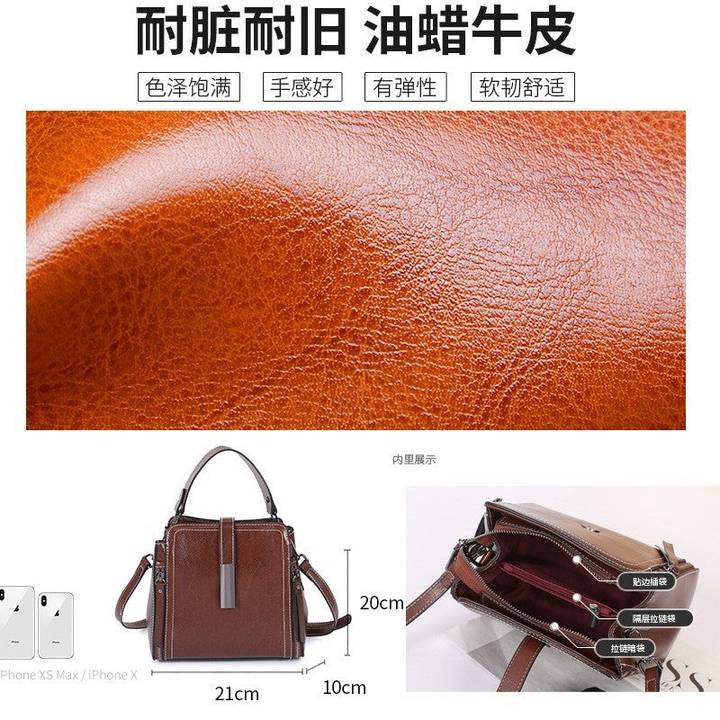 Retro Women''s Bag 2026 New Korean Style Handbag Large Capacity Crossbody Bag Genuine Leather High-End Shoulder Bag for Women Manufacturer - Image 3