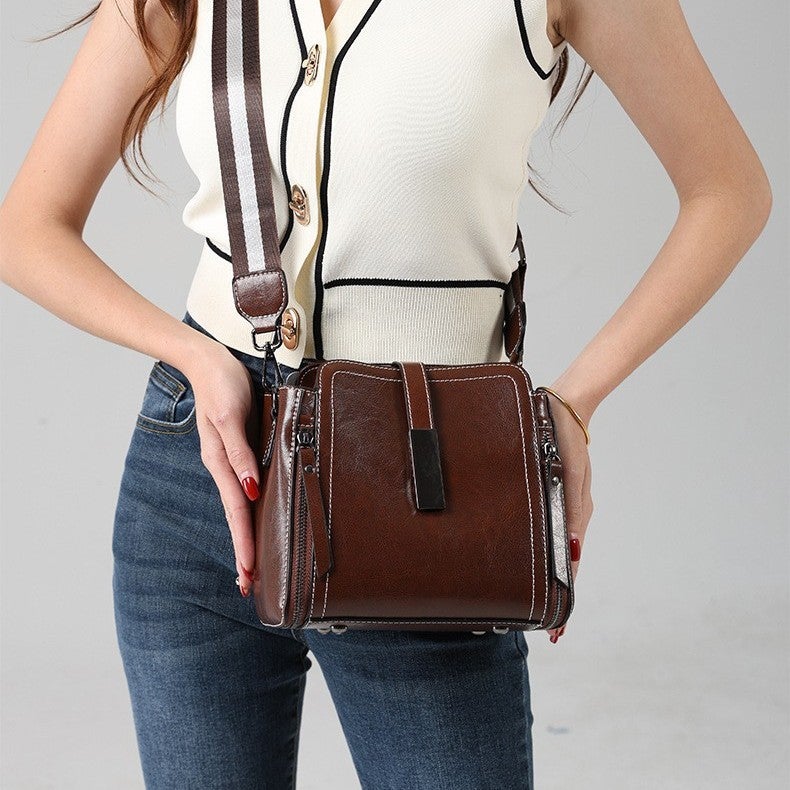Retro Women''s Bag 2026 New Korean Style Handbag Large Capacity Crossbody Bag Genuine Leather High-End Shoulder Bag for Women Manufacturer - Image 5