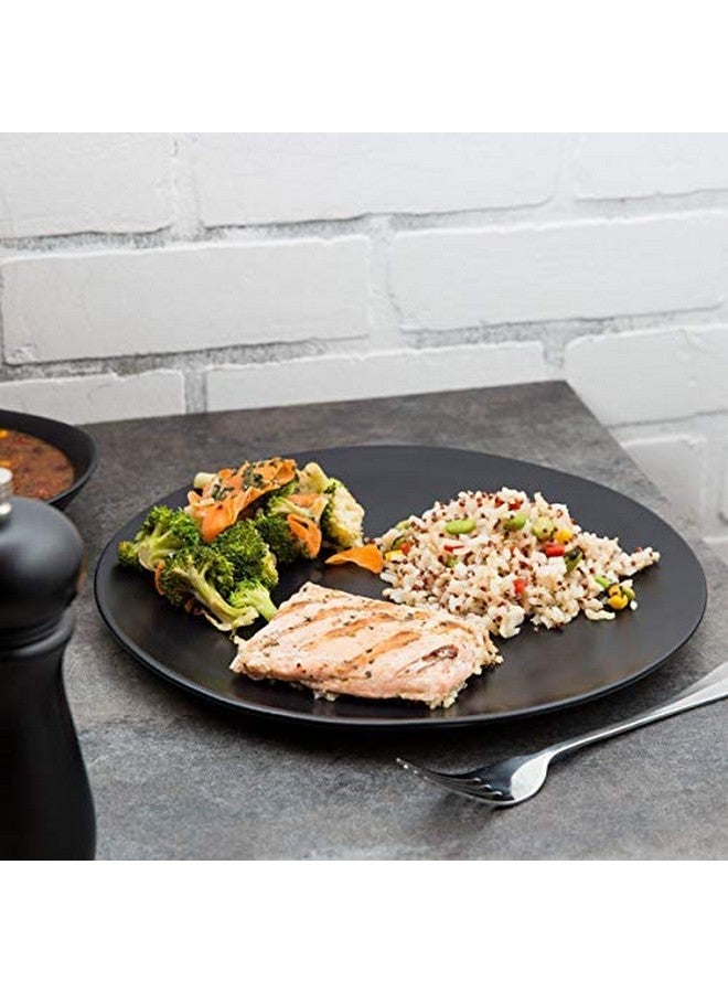 SEPARATE WAY Ceramic Handcrafted Ful Dinner Plate Matt Black Stylish and Durable 10" Set of 4 - Image 4