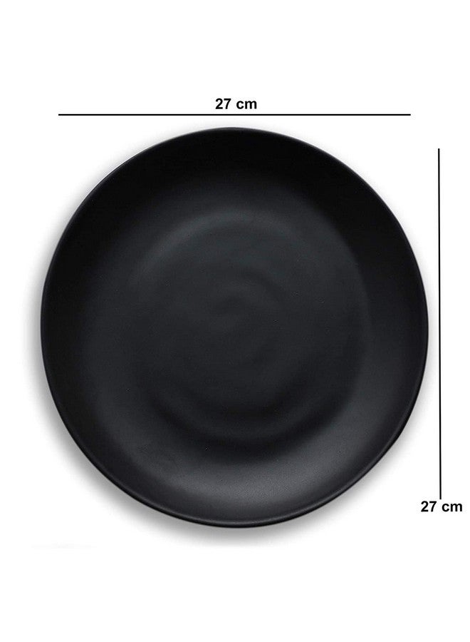 SEPARATE WAY Ceramic Handcrafted Ful Dinner Plate Matt Black Stylish and Durable 10" Set of 4 - Image 3