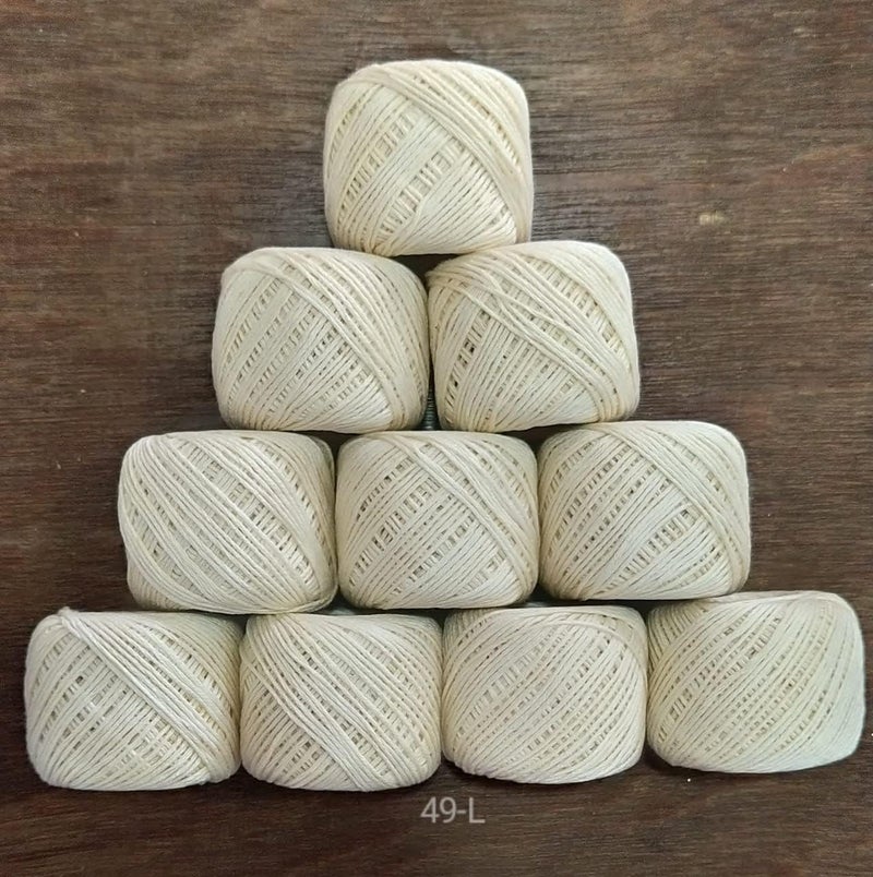 DARKNESS Embroidery Material Crochet Cotton Thread Yarn for Knitting and Craft Making Combo Pack of 10 (Cream) - Image 1