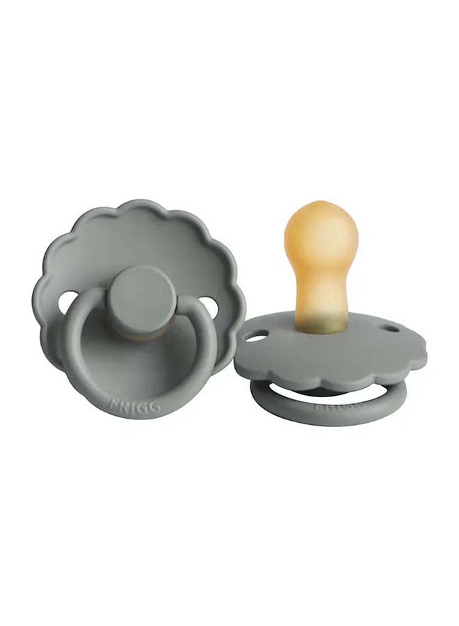 FRIGG Daisy Latex Baby Pacifier 6-18M 2-Pack French Gray Night/Portobello Night - Size 2 - Image 2