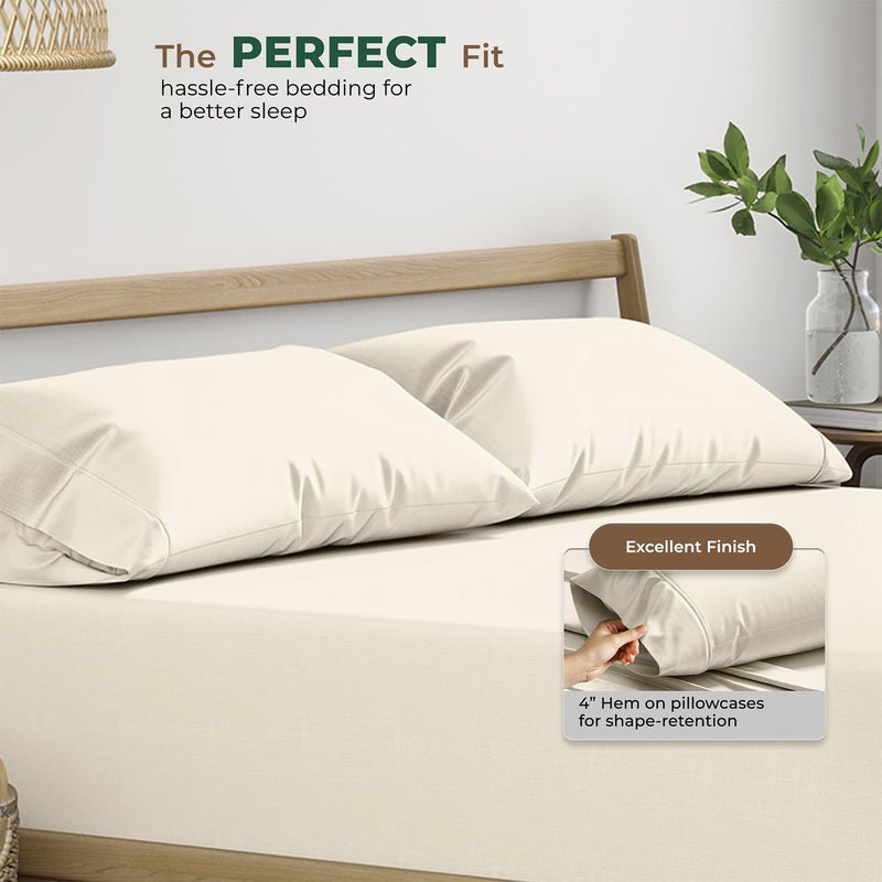THREAD SPREAD 100% Organic Cotton King Size Pillow Cases Set of 2 - Natural Cooling Percale Weave Pillow Cases King Size (Ivory), Soft, Crisp & Breathable Organic Pillowcases, GOTS Certified - Image 4
