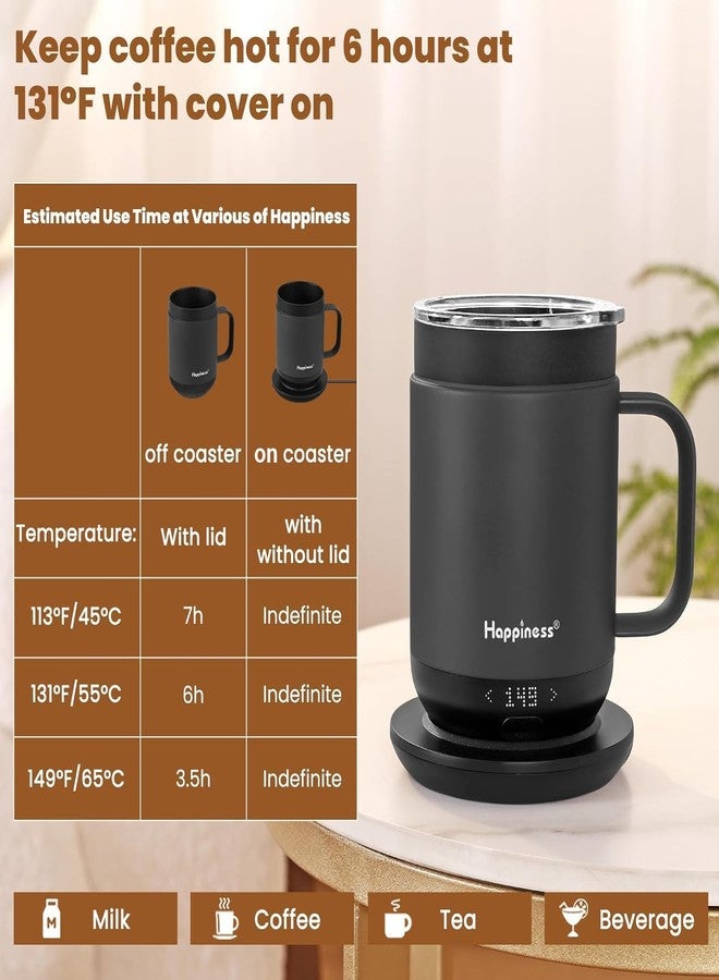 Happiness Smart Heated Coffee Mug,16oz Rechargeable Electric Self Heating Temperature Control Coffee Cup - Image 3