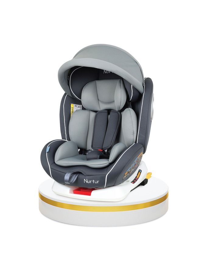 Nurtur Ultra Baby Kids 4in1 Car Seat  360  Rotation  ISOFIX  9Level Adjustable Headrest and Canopy  0 months to 12 years  Upto 36kg Official Nurtur Product - Image 1