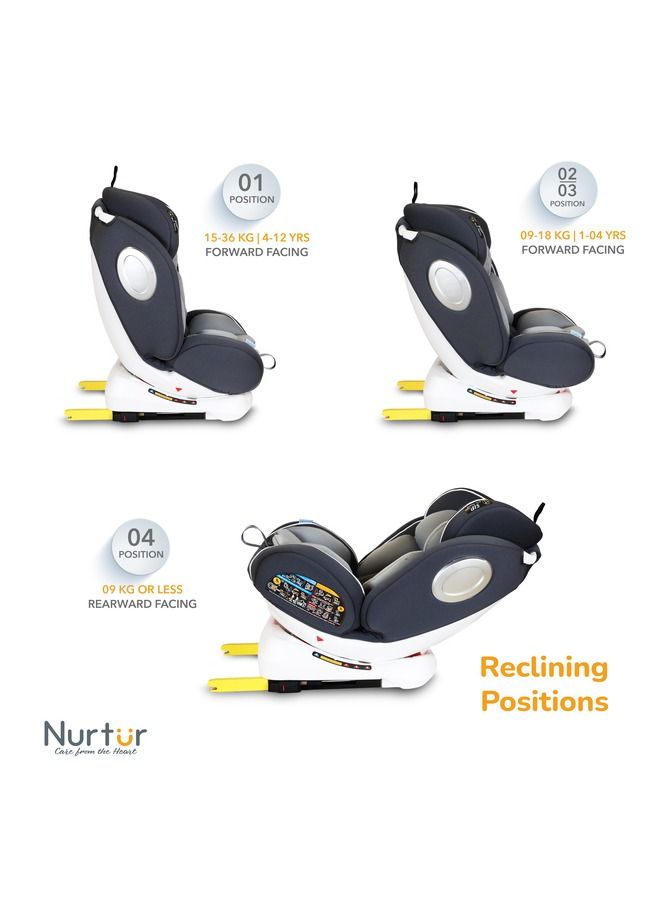Nurtur Ultra Baby Kids 4in1 Car Seat  360  Rotation  ISOFIX  9Level Adjustable Headrest and Canopy  0 months to 12 years  Upto 36kg Official Nurtur Product - Image 4