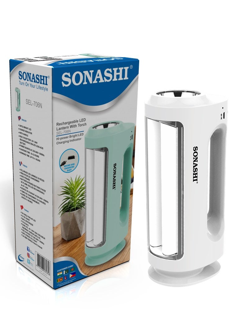 SONASHI - Rechargeable Emergency Lantern with Bright LED Side Light and top Flashlight  Builtin Battery with Charge Indicator  Lanterns for your Camping Hiking Indoors and Outdoors SEL-706N White - Image 1