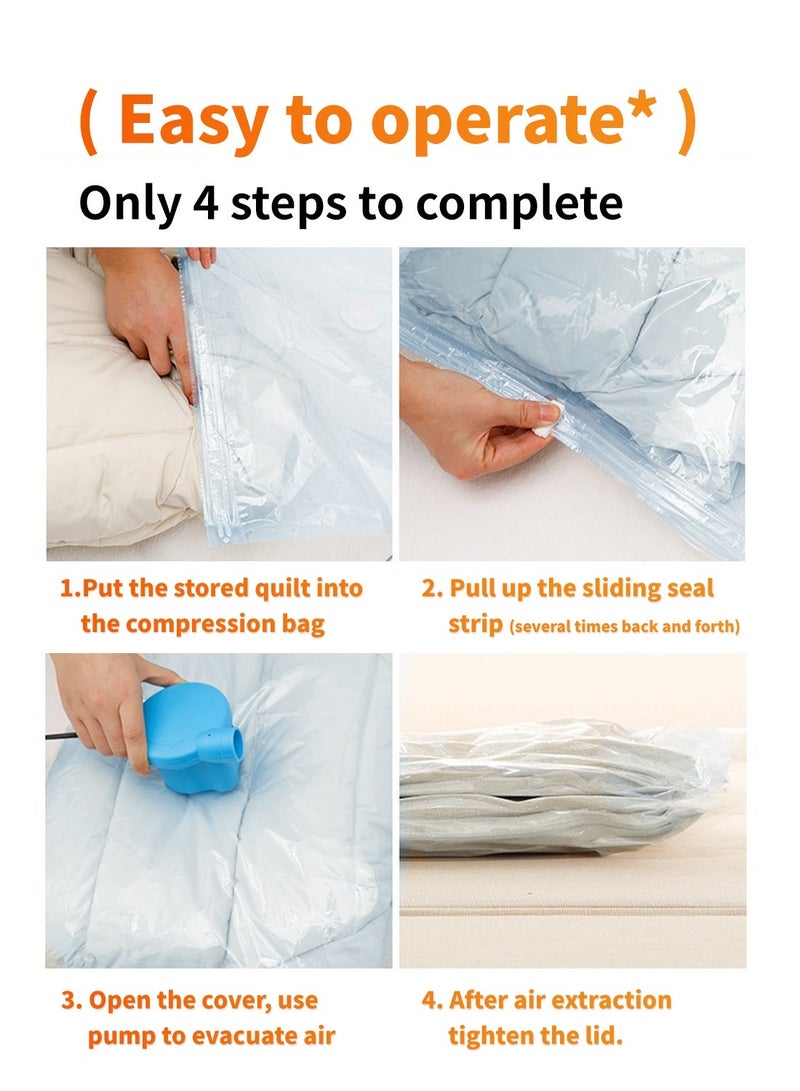 9 Pack Scented Vacuum Storage Bags Set with Hand Pump, Mixed Sizes Space Saver Bags (Medium 50×60cm, Large 60×80cm, Jumbo 70×100cm), Vacuum Compression Bags for Clothes, Coats, Duvets & Bedding, Closet Storage Organization, Underbed Storage & Travel Packing, Reusable Waterproof Vacuum Seal Bag Organizer - Image 4