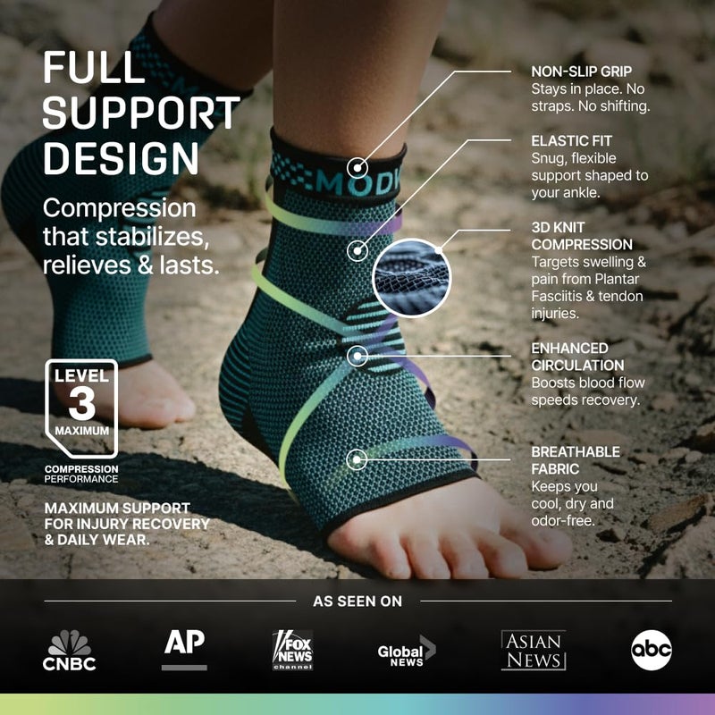Modvel Foot & Ankle Brace Socks for Sprained Ankle Compression Sleeve - Plantar Fasciitis Relief Brace, Foot Support for pain Women & Men - Tendonitis & Arthritis Feet Sleeve, Stabilizing Ankles Wrap - Image 5