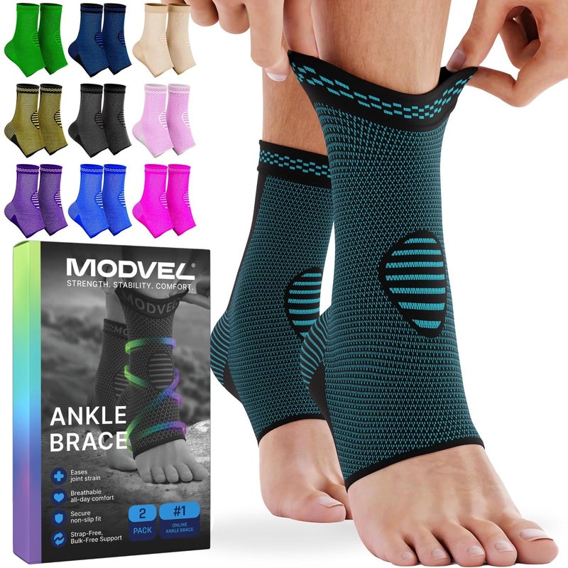 Modvel Foot & Ankle Brace Socks for Sprained Ankle Compression Sleeve - Plantar Fasciitis Relief Brace, Foot Support for pain Women & Men - Tendonitis & Arthritis Feet Sleeve, Stabilizing Ankles Wrap - Image 1
