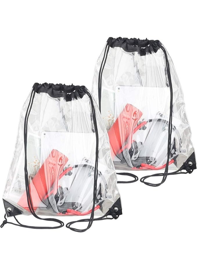 2 Pieces Clear Drawstring Bags, Waterproof Small Clear Bag for Stadium Colleges Sport Event Work Concert Security Approved - Image 1