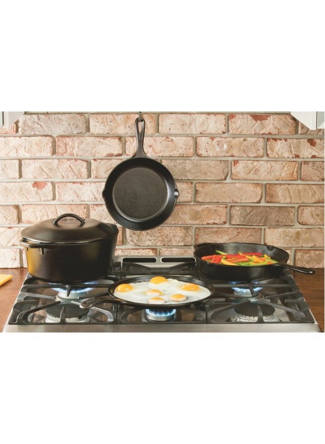 Lodge L6OG3 8.38 in Cast Iron Round Griddle, Black - Image 3