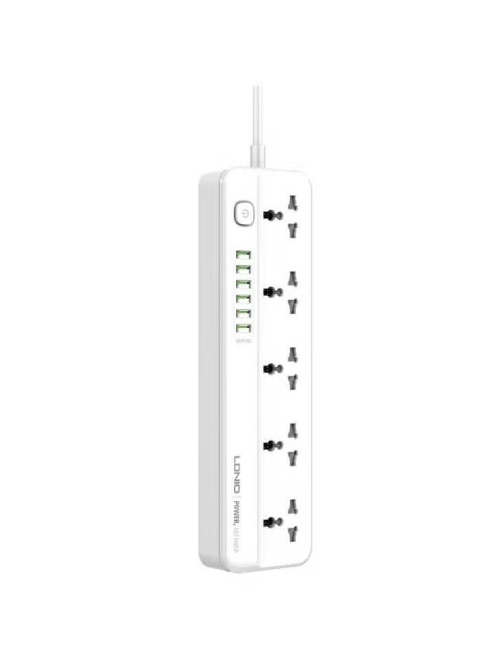 JAJEEK SC5614 Power Strip – 5 AC Outlets & 6 USB Charging Ports, 2m Long Extension Cord, Surge Protection, Perfect for Home & Office, Efficient Power Solution for Multiple Devices  - Image 1