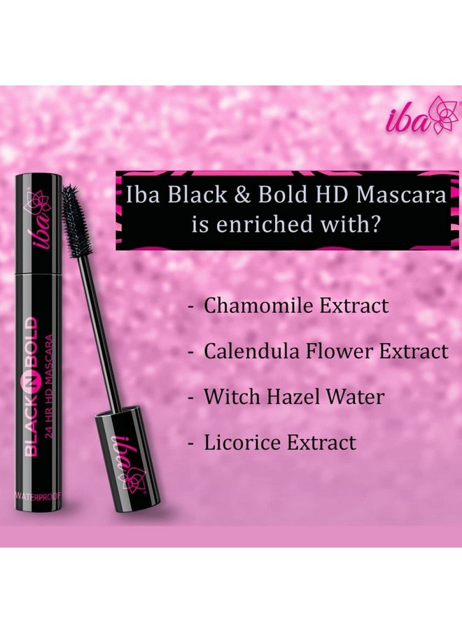 Iba Black N Bold 24 Hr Hd Mascara, Black, 8 Ml L Waterproof, Lengthening, Curling, Volumising L 100% Vegan & Cruelty Free  - Image 2
