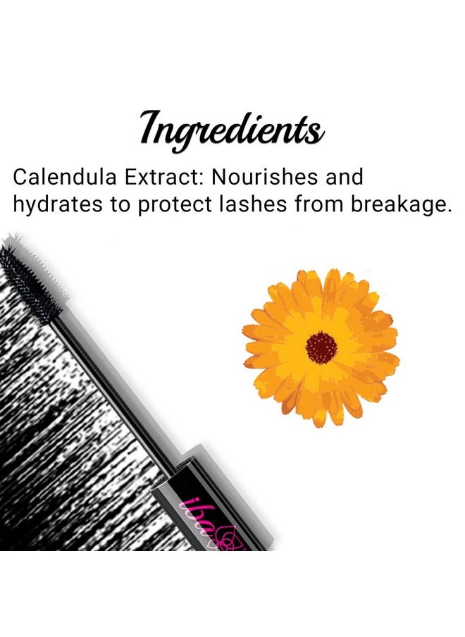 Iba Black N Bold 24 Hr Hd Mascara, Black, 8 Ml L Waterproof, Lengthening, Curling, Volumising L 100% Vegan & Cruelty Free  - Image 4