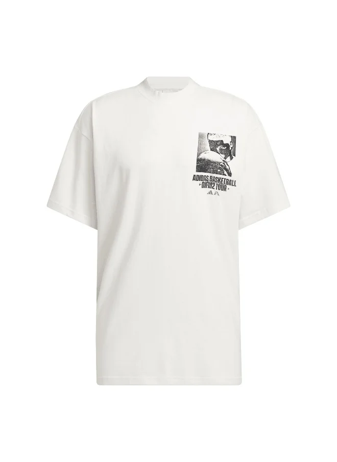 اديداس adidas Anted Gfx Tee White Basketball T-Shirts 2XS