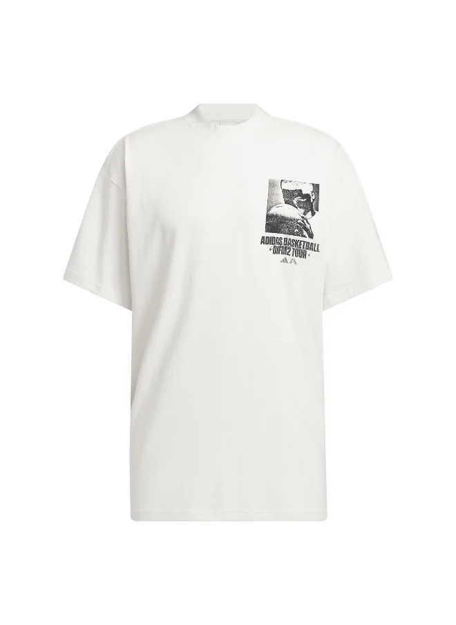 اديداس adidas Anted Gfx Tee White Basketball T-Shirts 2XS