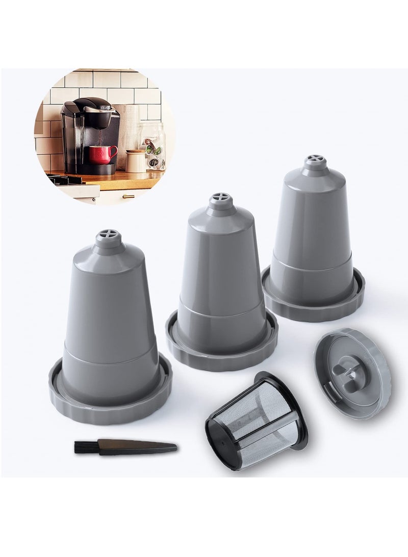SYOSI 3 Pcs Reusable Coffee Pods Coffee Filters Compatible for Keurig 1.0 BPA Free Dishwasher Safe Brew Coffee or Tea Reusable K Cups for K-Classic K-Mini Series (Grey) - Image 1