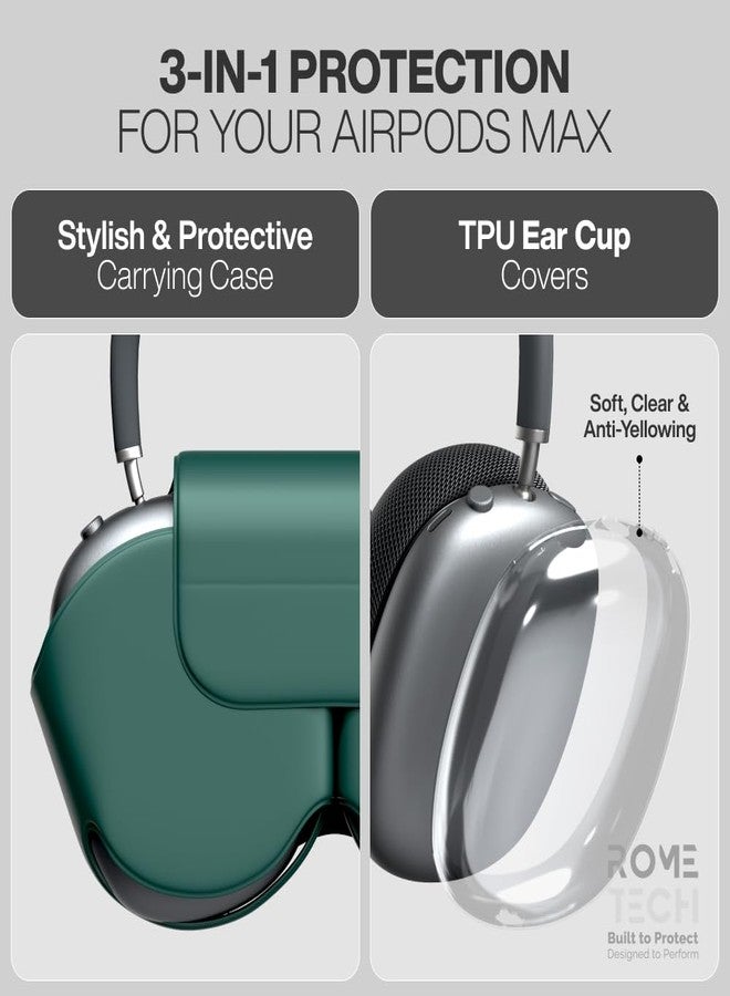 ROME TECH for Apple Airpods Max Case Cover, Headband Covers Accessories with Sleep Mode Made by PU Leather and TPU Ear Cup Covers - Green - Image 3